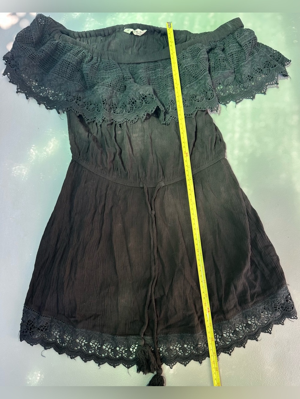 Girls' Black Lace-Trim Casual Dress